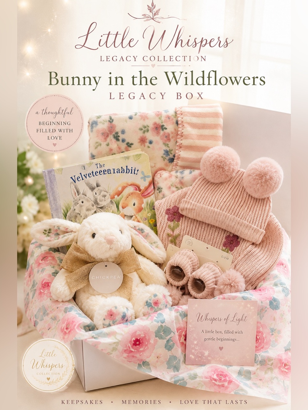 Little Whispers Bunny in the Wildflowers Legacy Gift Box 0–3M NWT